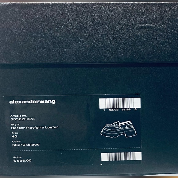 NIB Alexander Wang Carter Leather Platform Loafers, color Oxblood, 40 (10) - Picture 8 of 10